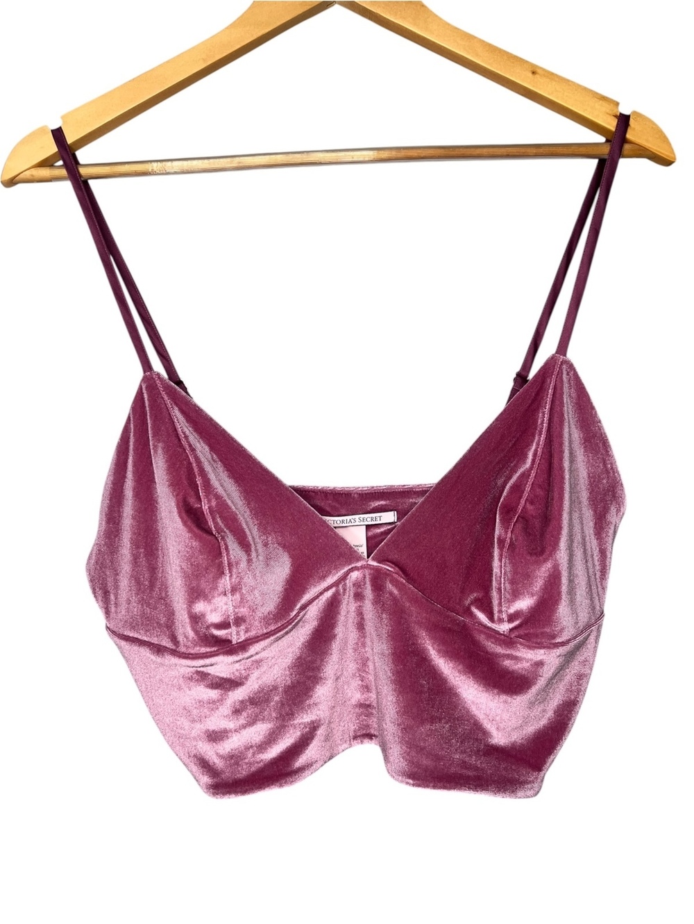 Victoria's Secret Mauve Pink Velvet Crop Cami Top Bralette Large Fall Y2K